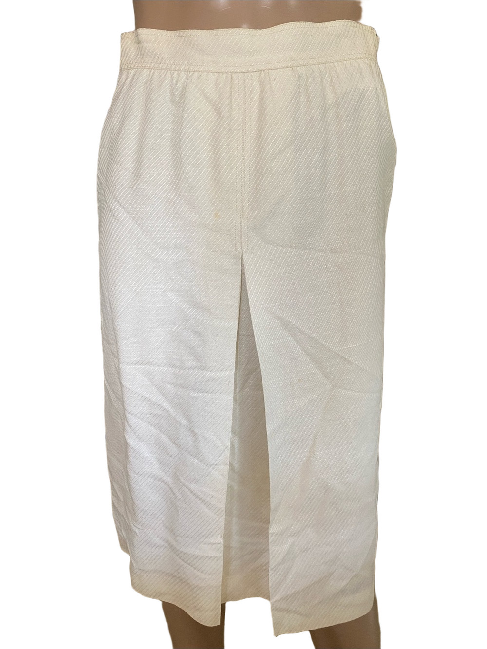 Louis Feraud Cream Midi Skirt with Front Slit
